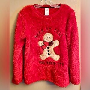 Matching Set- Red Gingerbread Fuzzy Sweater and Pajama Pants